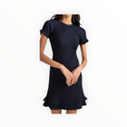 Shoshanna Kate Rib Knit Ruffle Dress - Navy