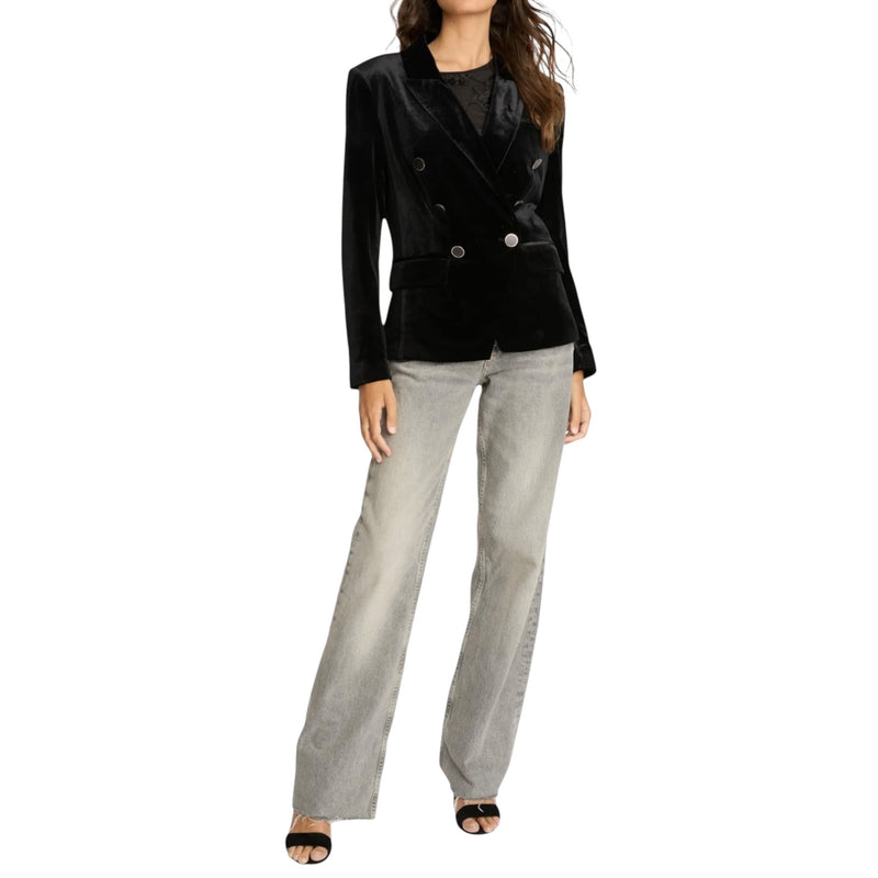 Caballero Kindra Stretch Velvet Jacket - Black