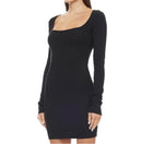 ÉTERNE Square Neck Mini Dress - Black