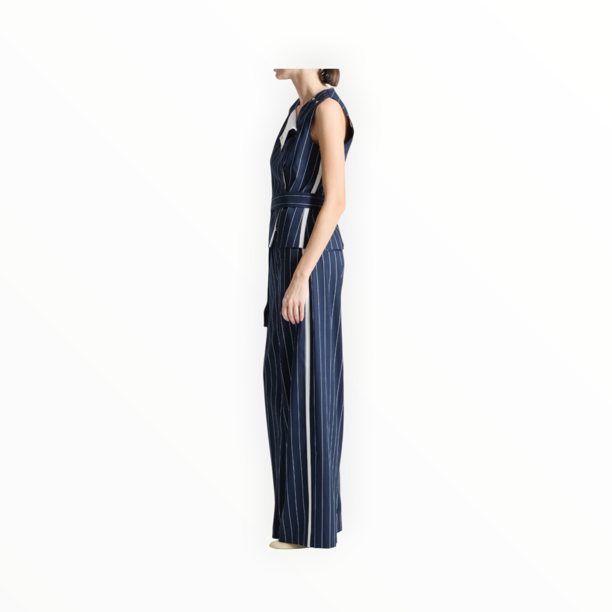 saint art Harris Suiting Blouse - Navy Stripe