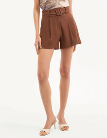 Veronica Beard Piper Stretch-Linen Short - Chicory
