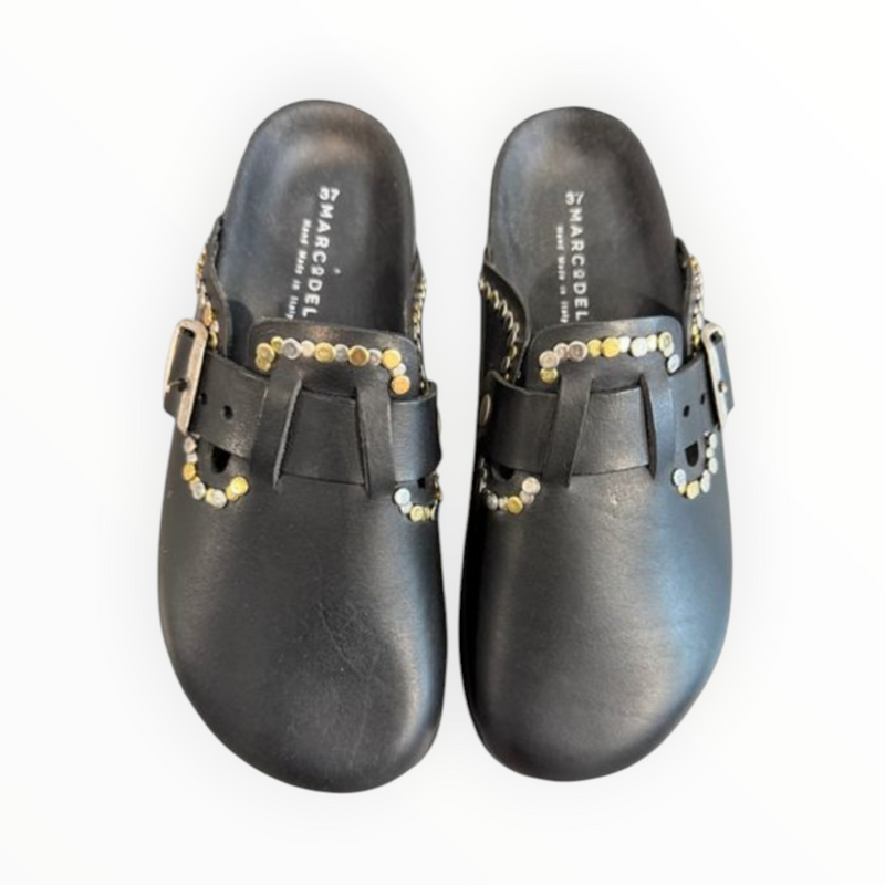 Marco Delli Pisa Clogs - Black Pebble Leather