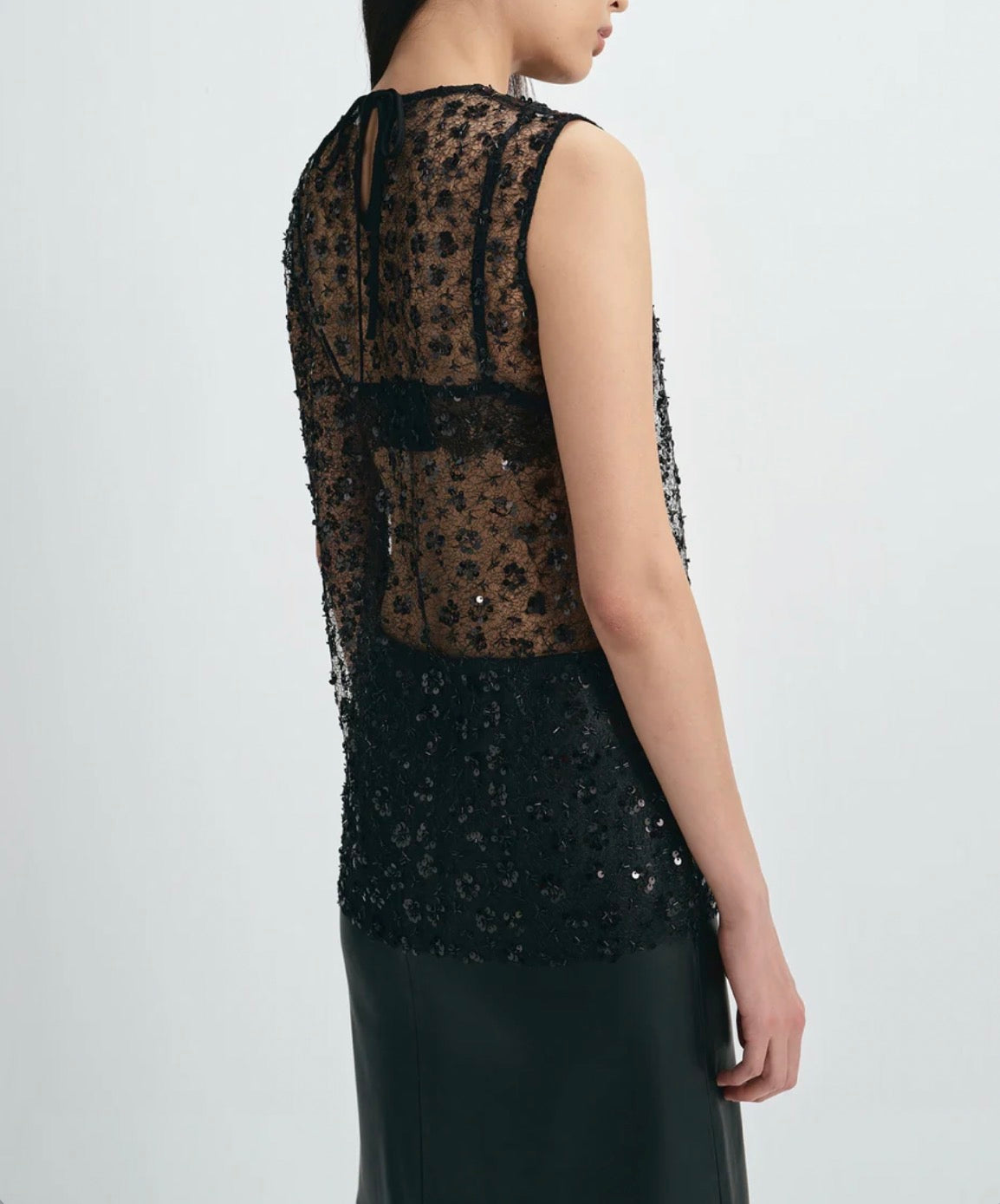 Rue Sophie Rue Sophie Ananya Sequinced Mesh Top - Black