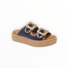 Chocolate Blu Chia Platform Slide Sandal - Navy Suede