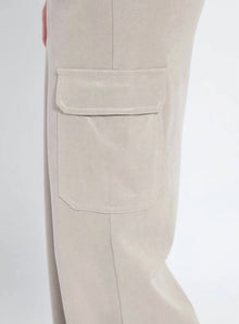 Lyssé Callie Patent Foil Vegan Suede Cargo Pant - Liquid Soft Taupe