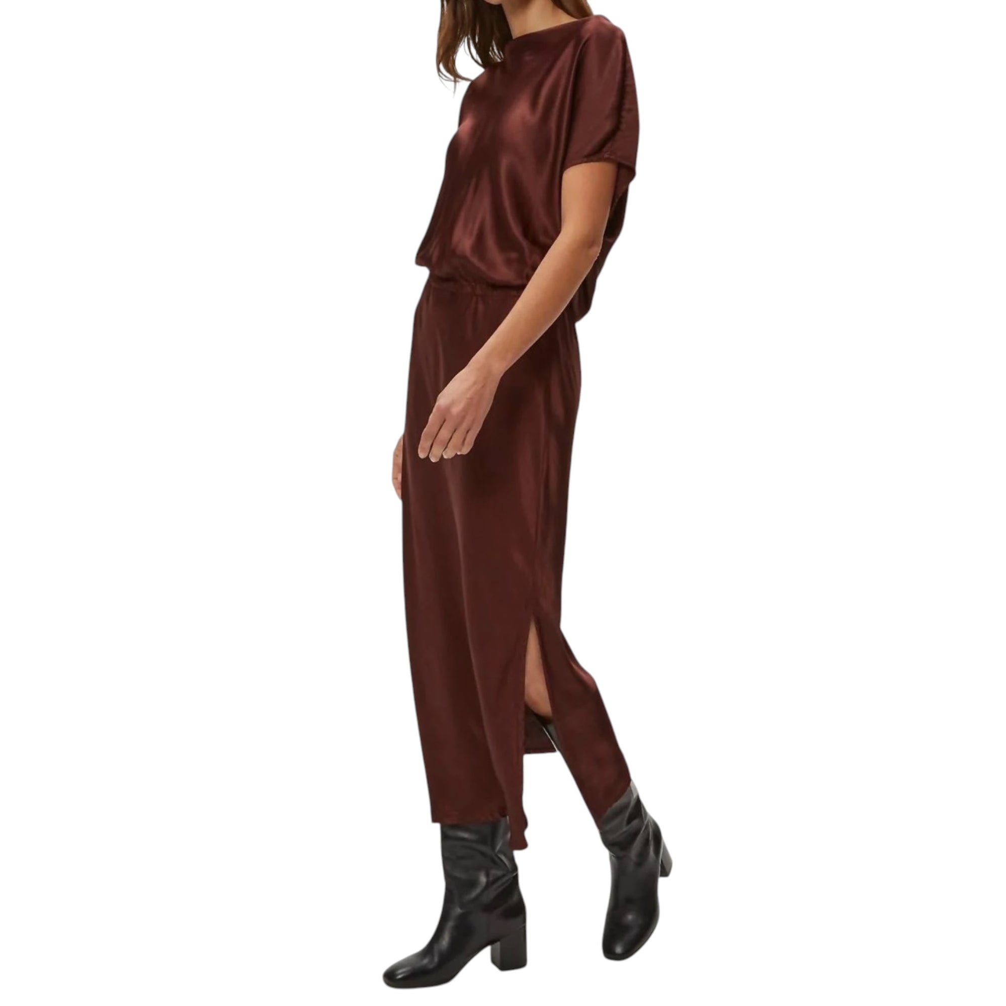Michael Stars Karter Satin Midi Dress - Espresso