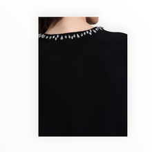 Minnie Rose Cotton Cashmere Raglan Crew Jewel Neck - Black