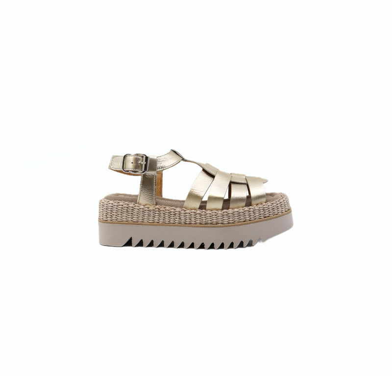 Laura Bellariva Rafia Corda Dust Platform Sandals - Platino Ivory