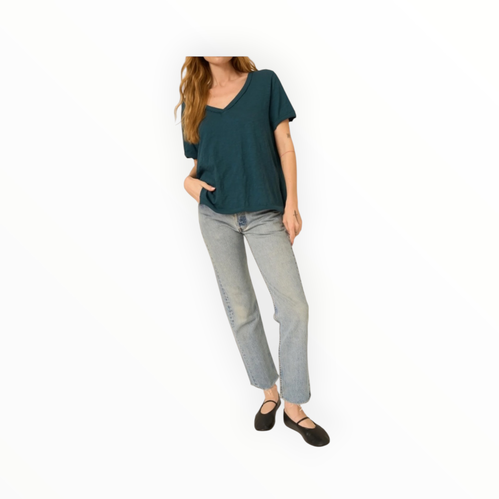 Project Social Tee Knock Out V Neck Tee - Oceanic Teal