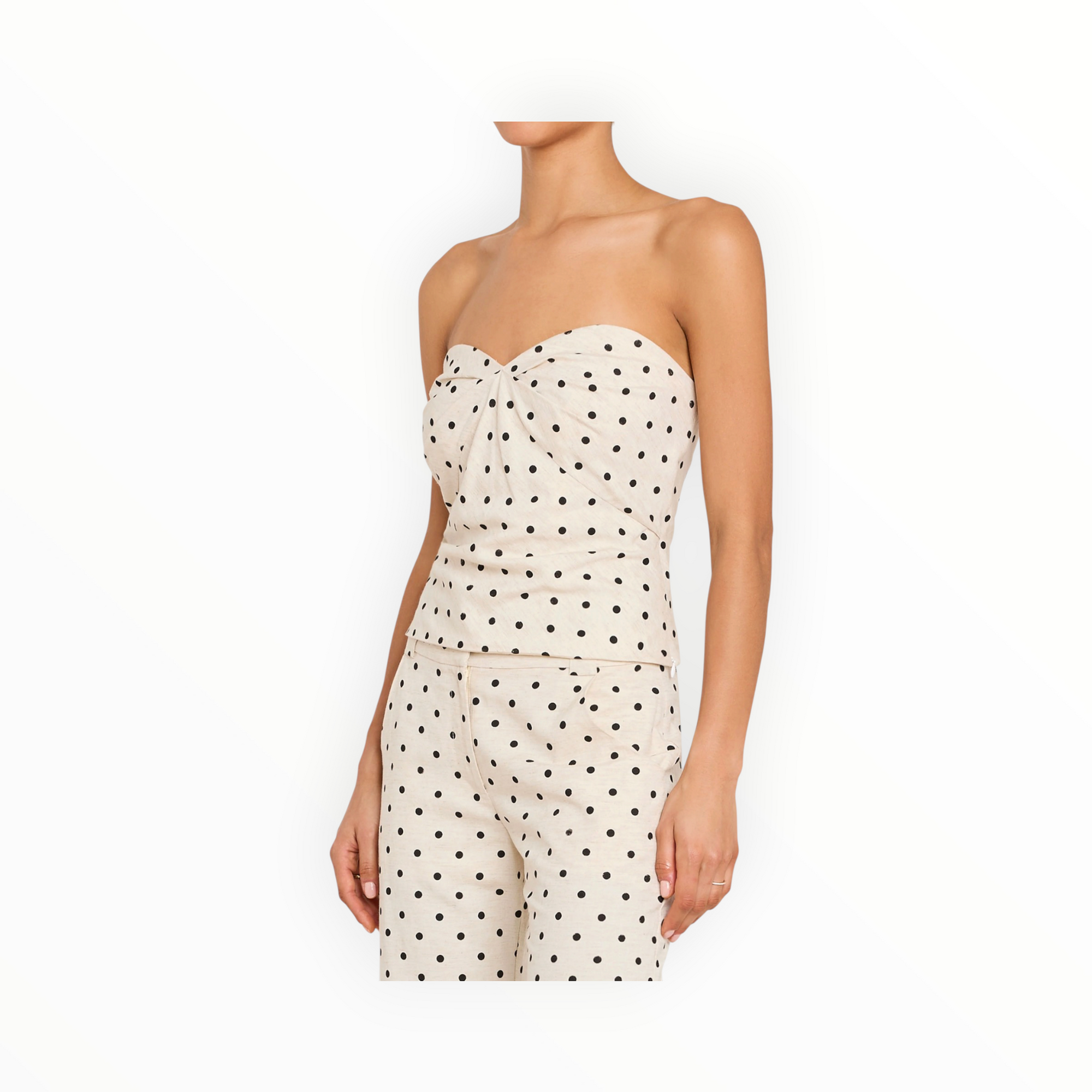 Amanda Uprichard Soho Top in Polka Dot - Beige/Black