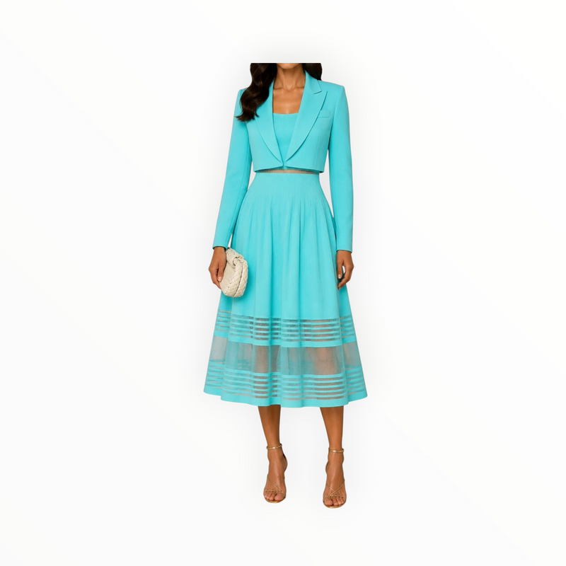 RVN Auden Boxy Cropped Jacket - Aqua