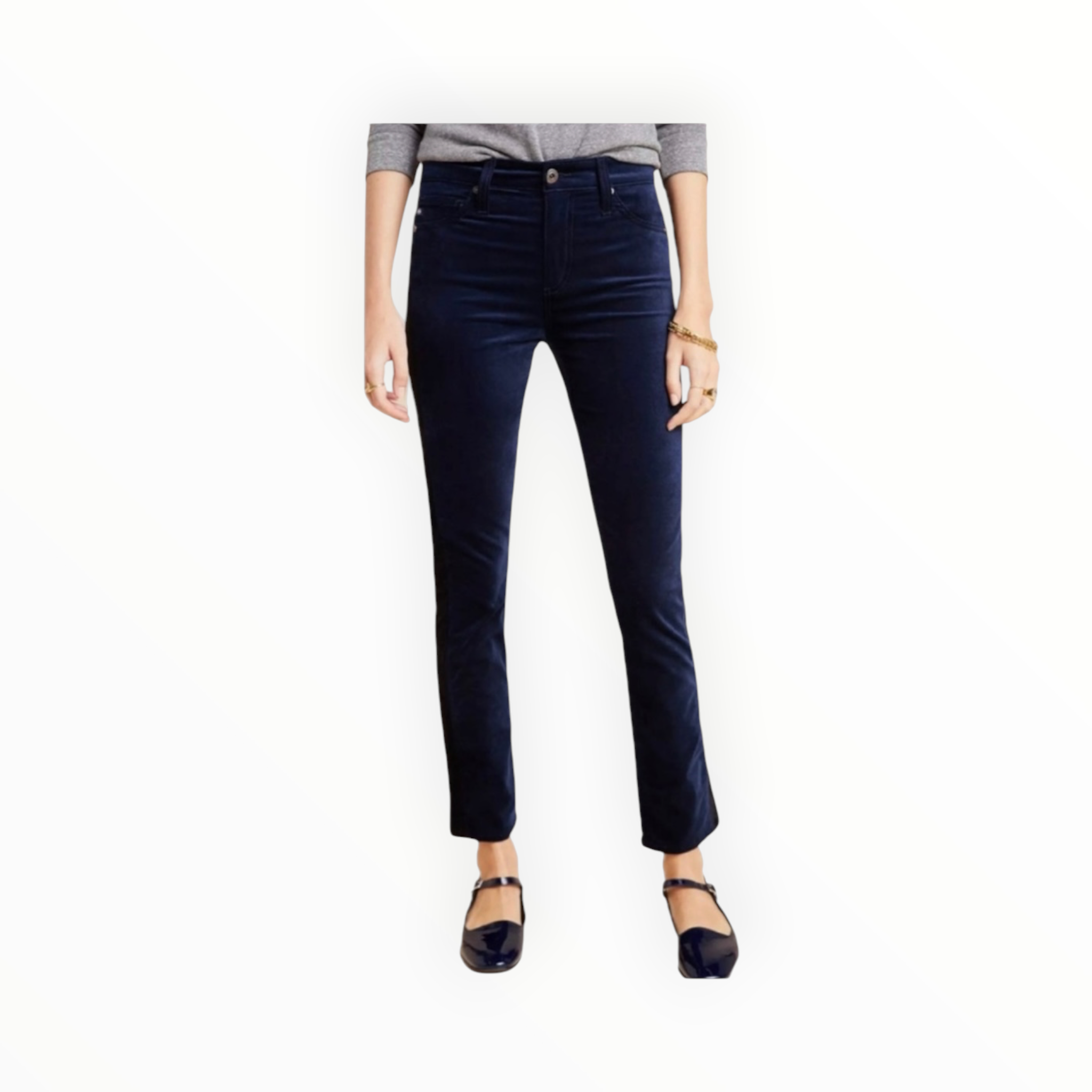 AG Jeans Mari Crop Mid Rise Straight - Tuxedo Stripe Navy/Black
