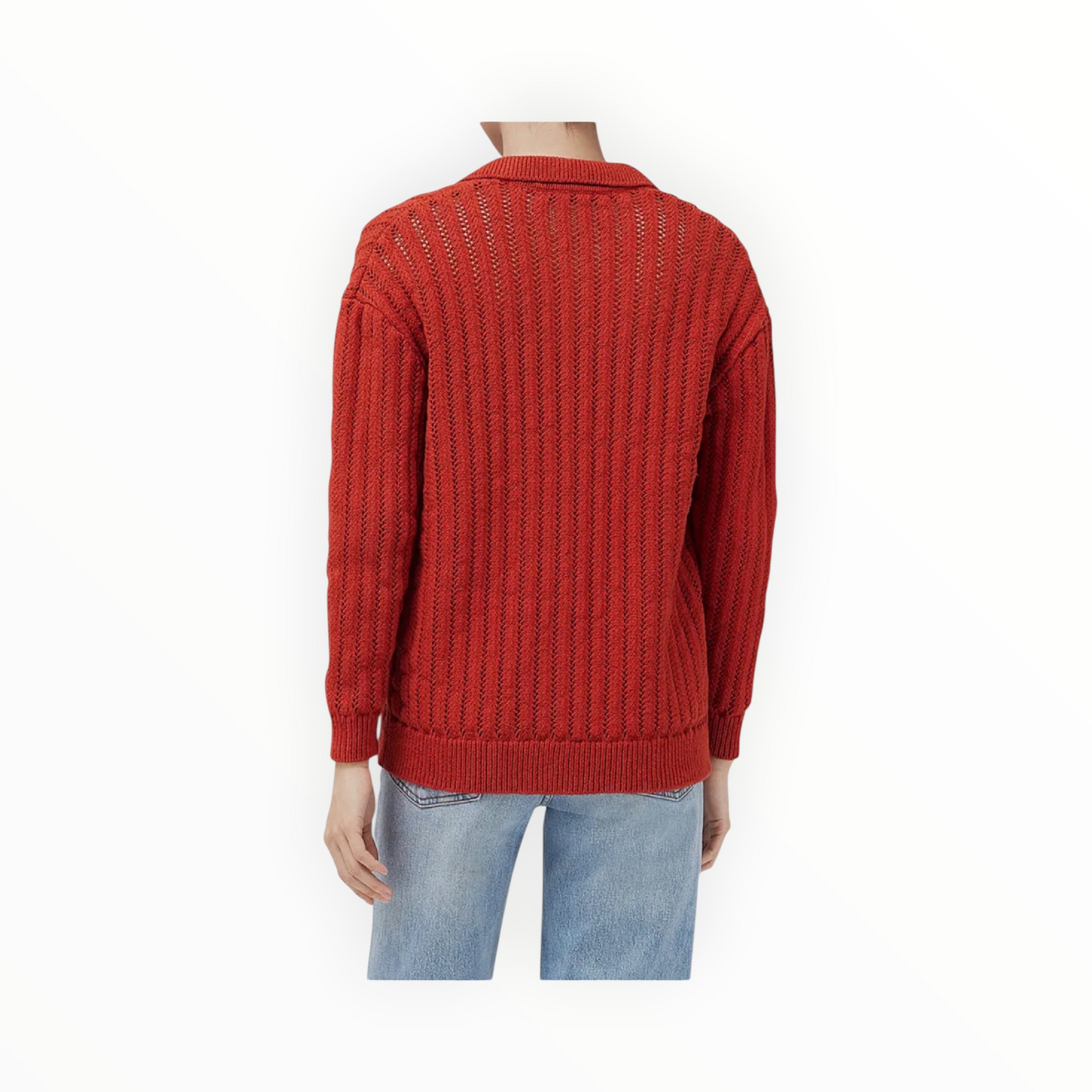 rag & bone Adrienne Open Stitch Cotton Blend Cardigan - Paprika