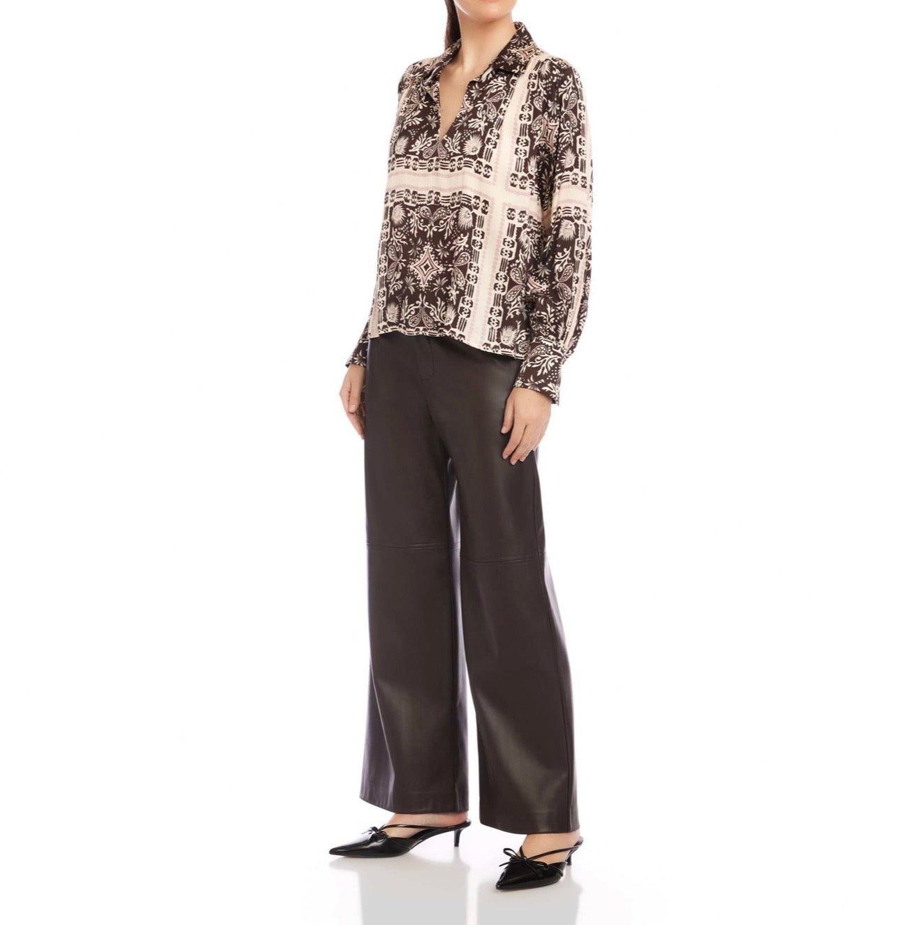 Fifteen Twenty Tess Half Placket Shirt - Earthy Block Print