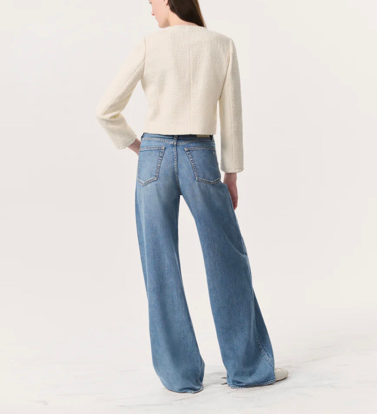 rag & bone Cheyenne Whipstitch-Trimmed Tweed Lady Jacket - White
