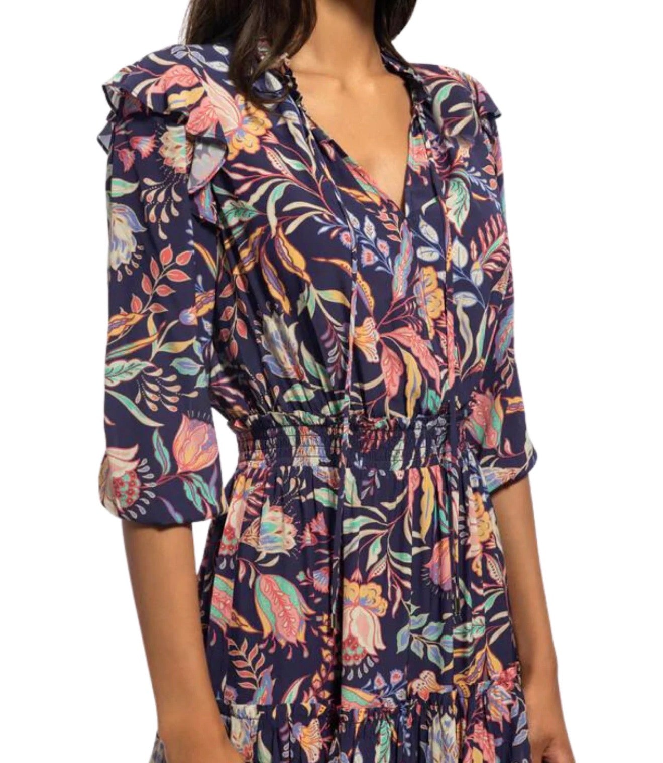 Shoshanna Addison Dress - Navy/Pink Multi