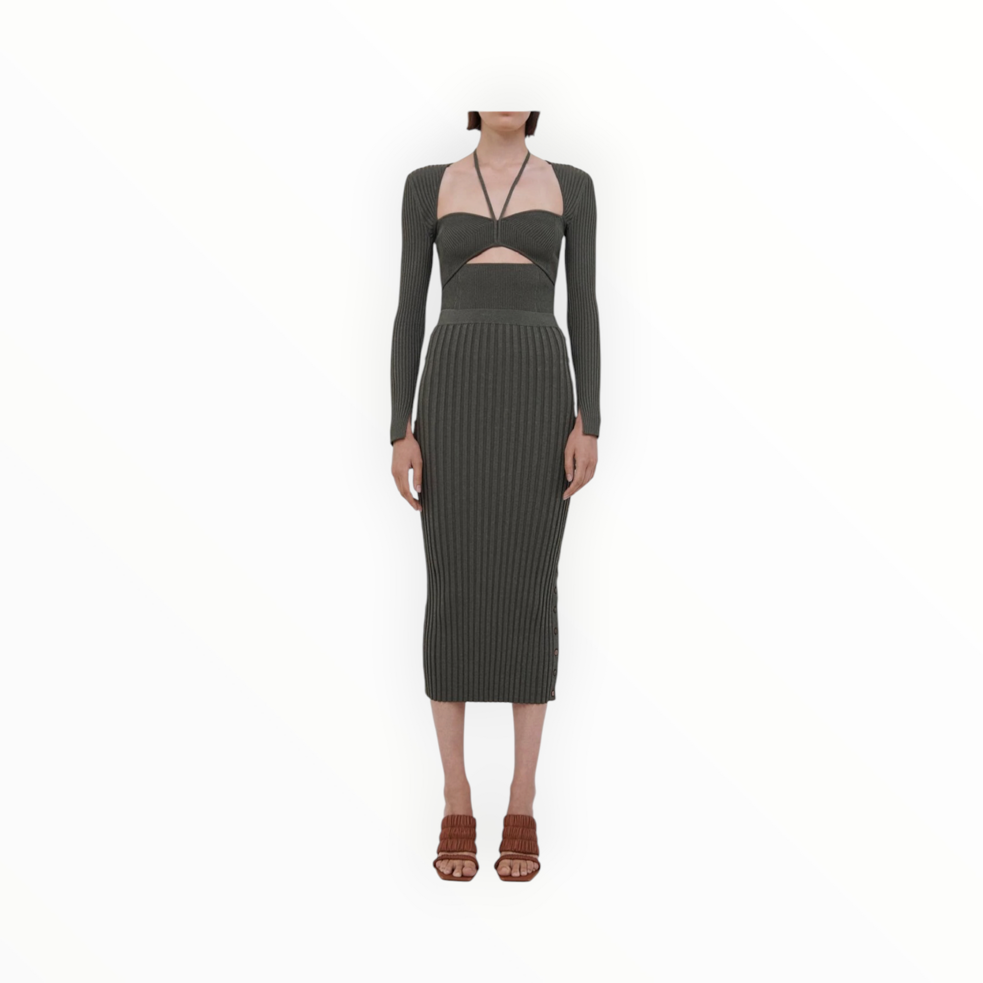 SIMKHAI Alexia Marled Sweetheart Top - Olivine