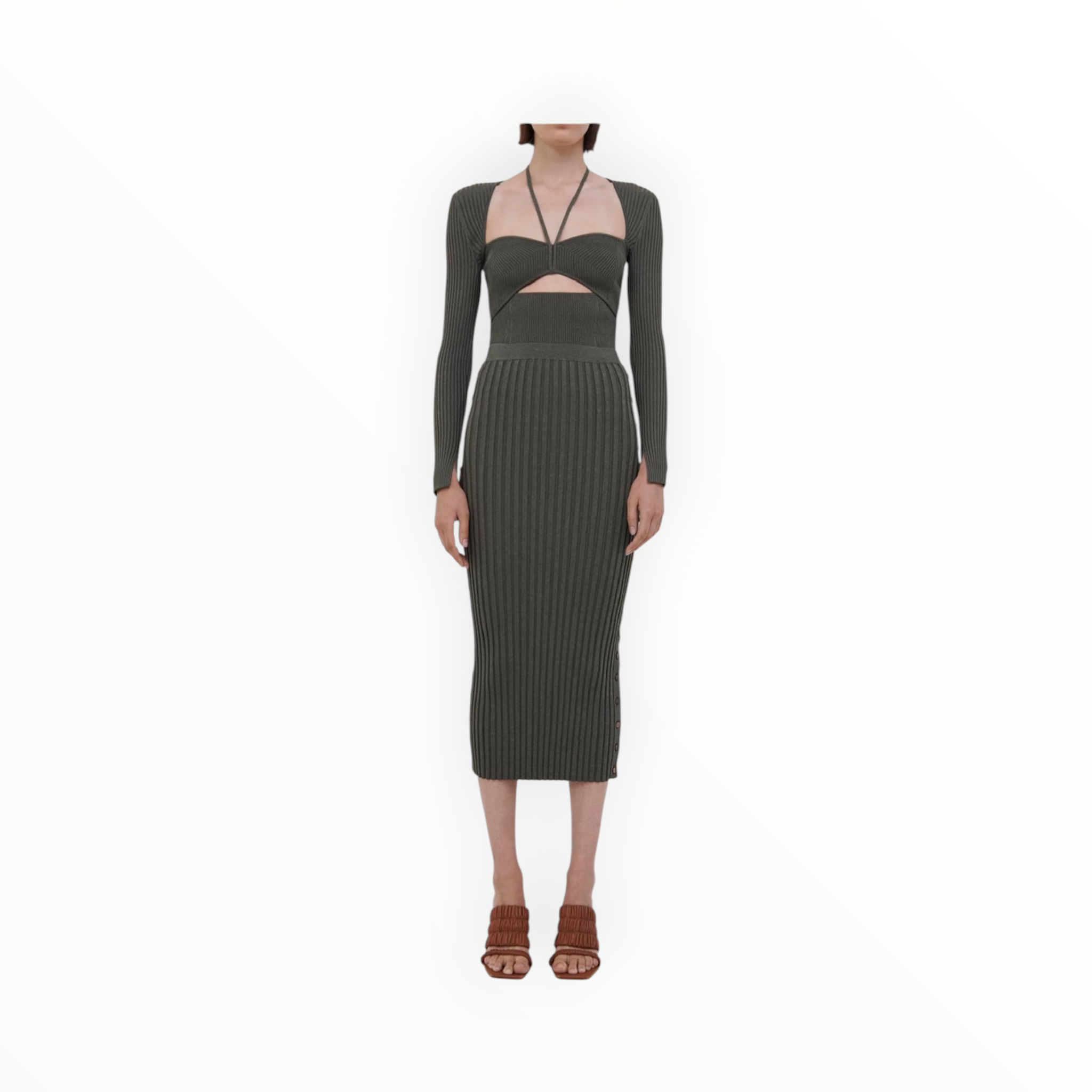 SIMKHAI Alexia Marled Sweetheart Top - Olivine