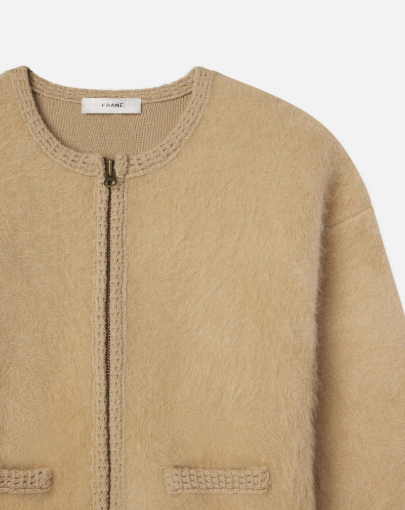 Frame Lofty Crochet Cardigan - Wheat