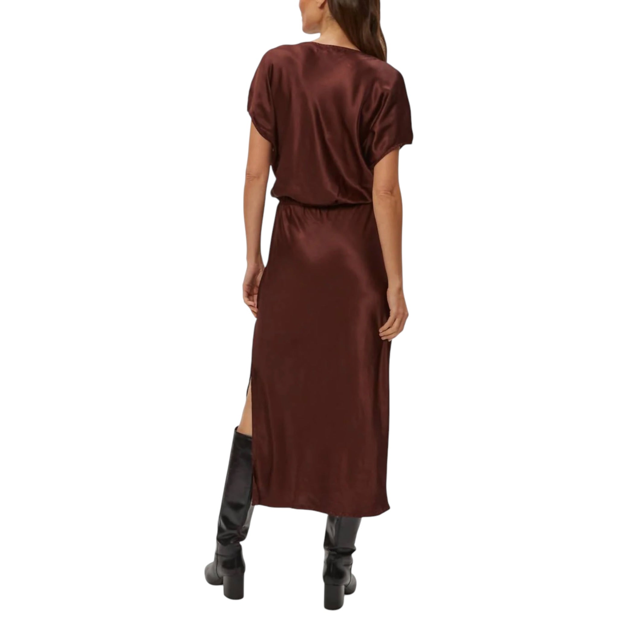 Michael Stars Karter Satin Midi Dress - Espresso