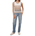 Cotton by Autumn Cashmere Wavy Pointelle Striped Muscle Tee