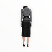 Shoshanna Berry Metallic Ribbed Cutout Dress