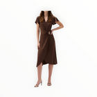 Joseph Ribkoff Flutter Sleeve Midi Dress - Mahogany