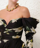 Zimmermann Harmony Drape Mini Dress - Black Magnolia