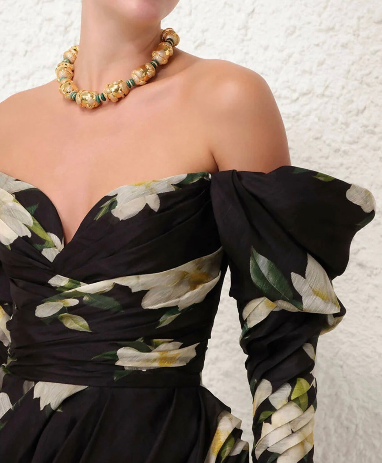 Zimmermann Harmony Drape Mini Dress - Black Magnolia