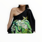 Psophía Print Silk One Shoulder Dress - Black