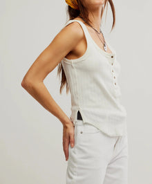 Care Free People Bryson Henley Tank - White