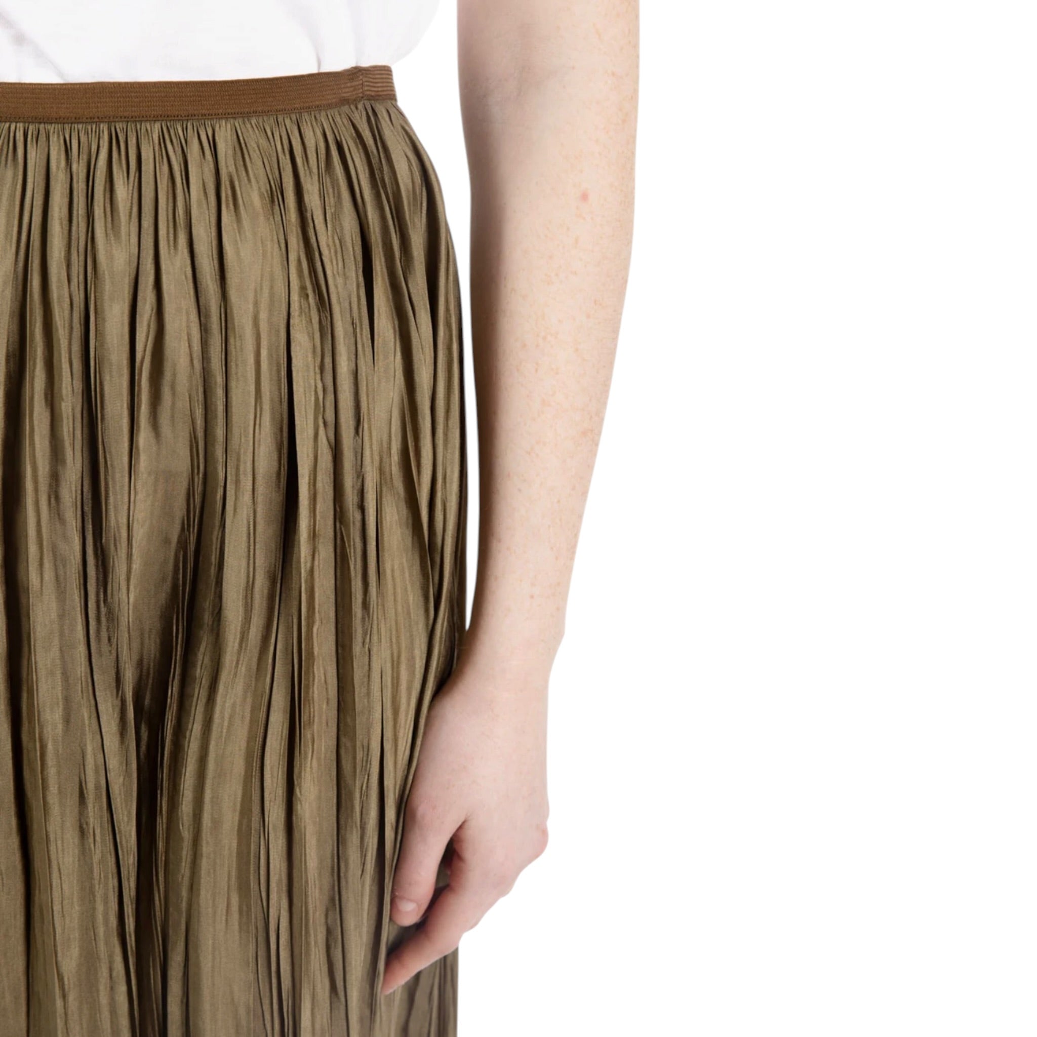 Roberto Collina Gonna Plisse Maxi Skirt - Militaire