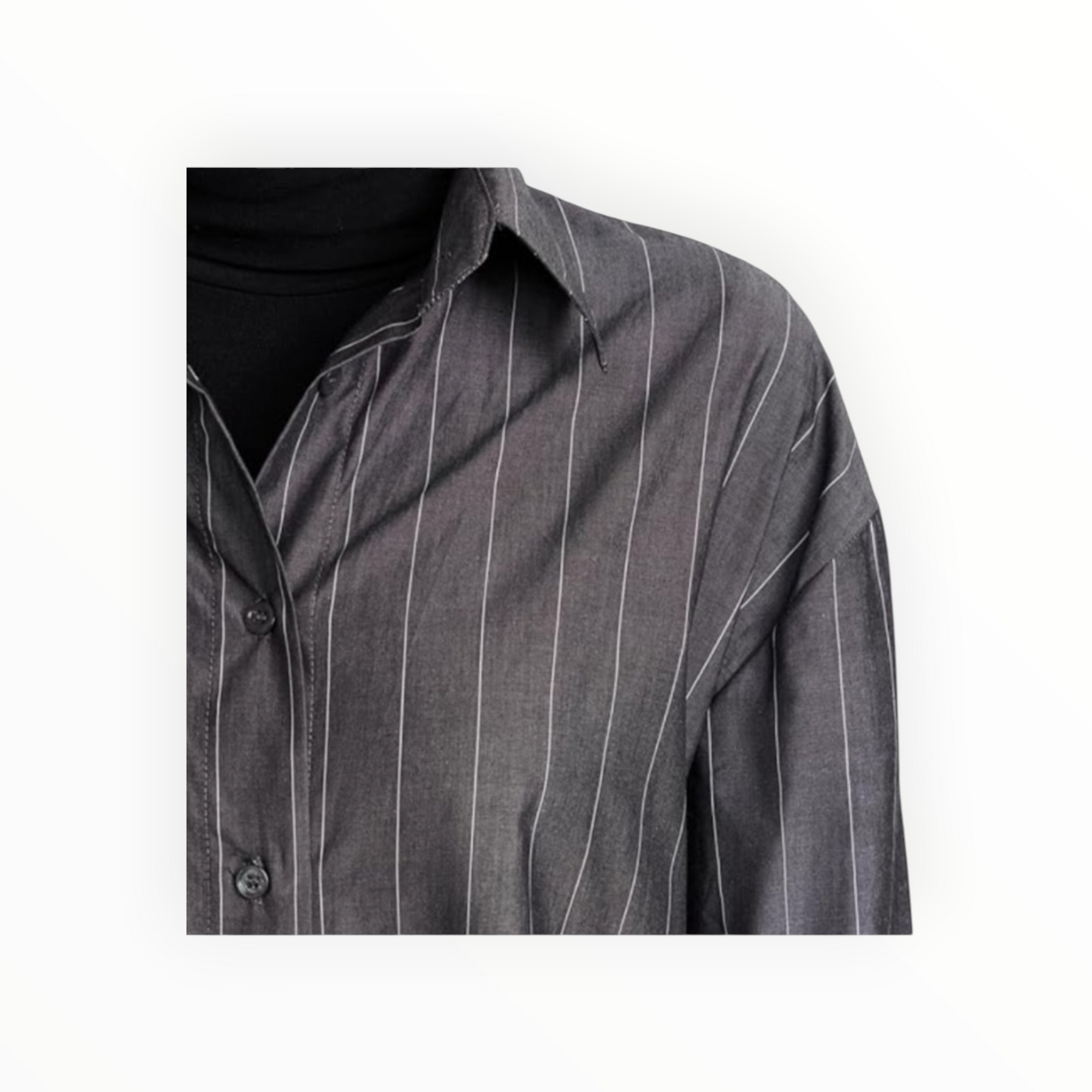 Enza Costa Pinstripe Shirt Dress - Charcoal