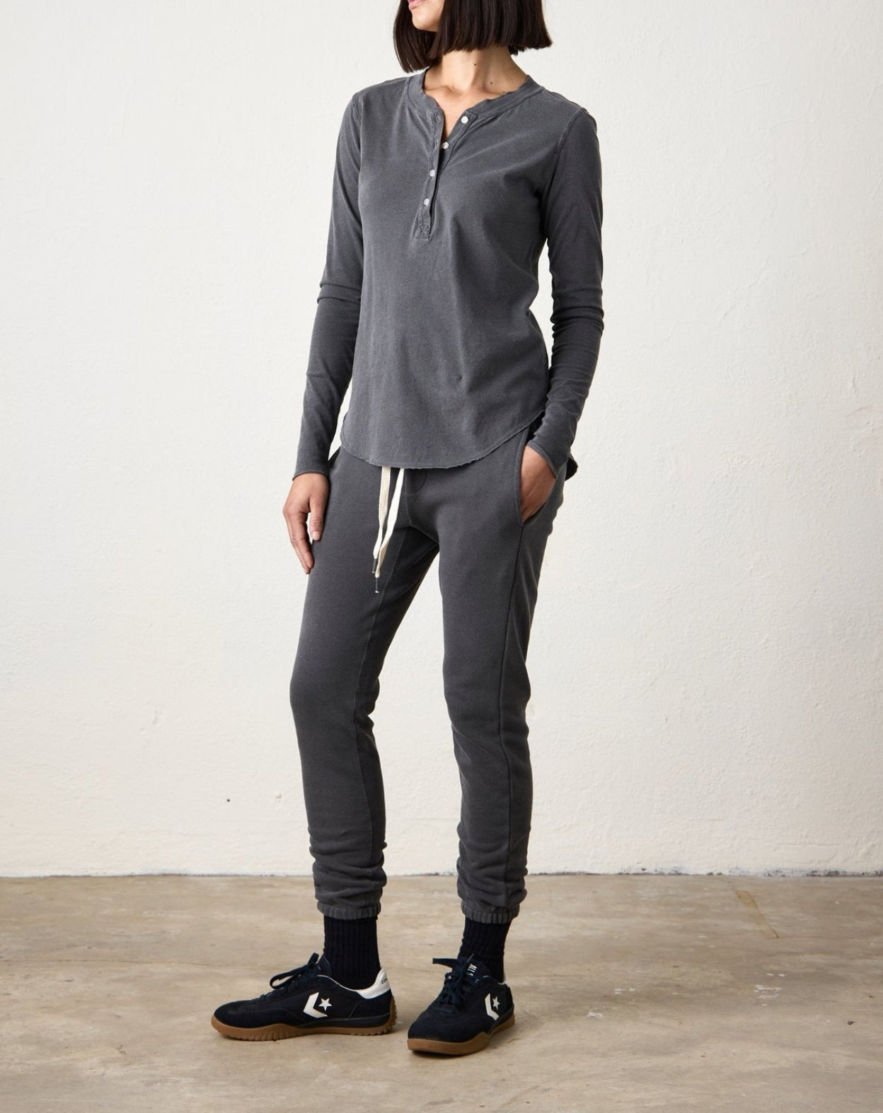 NSF Hal Fine Jersey Henley - Fume
