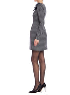 Badgley Mischka Plaid Long Sleeve Mini Dress With Floral Detail