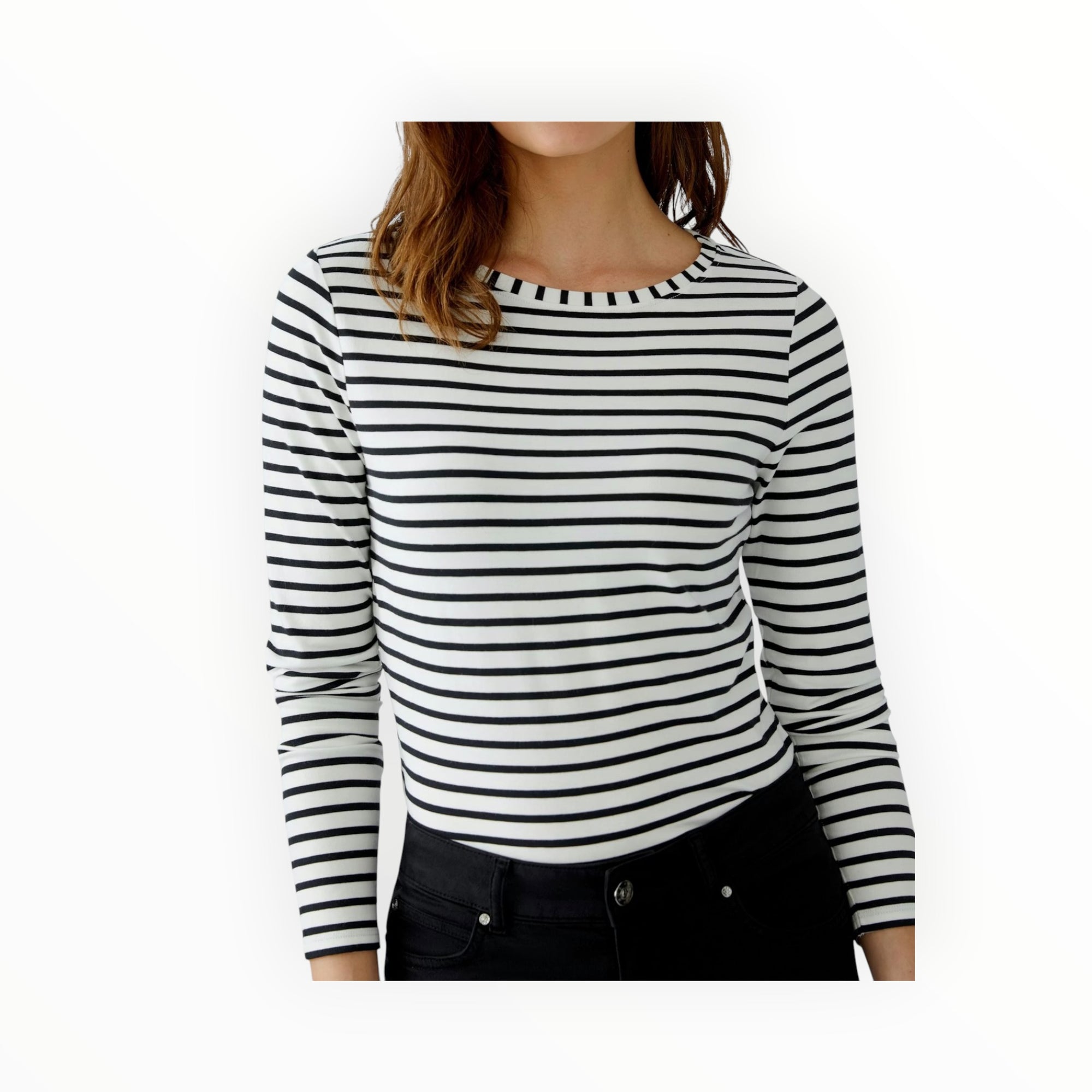 Oui Sumiko Shirt - Black/Off White