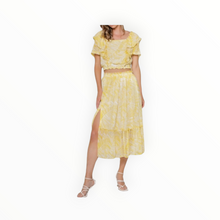 Lavender Brown Midi Skirt - Yellow