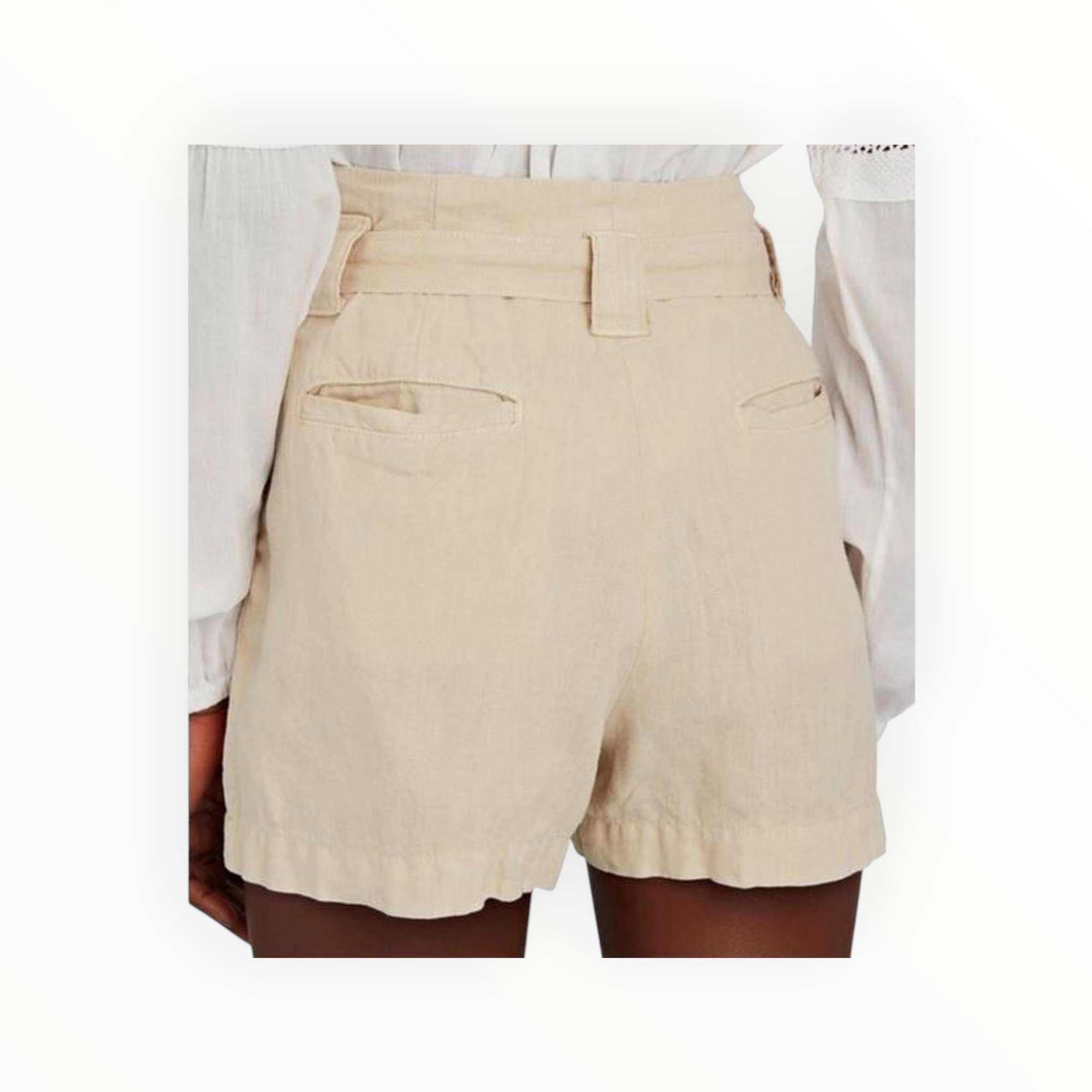 L'Agence Hillary Paperbag Linen Shorts - Sable