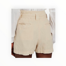 L'Agence Hillary Paperbag Linen Shorts - Sable