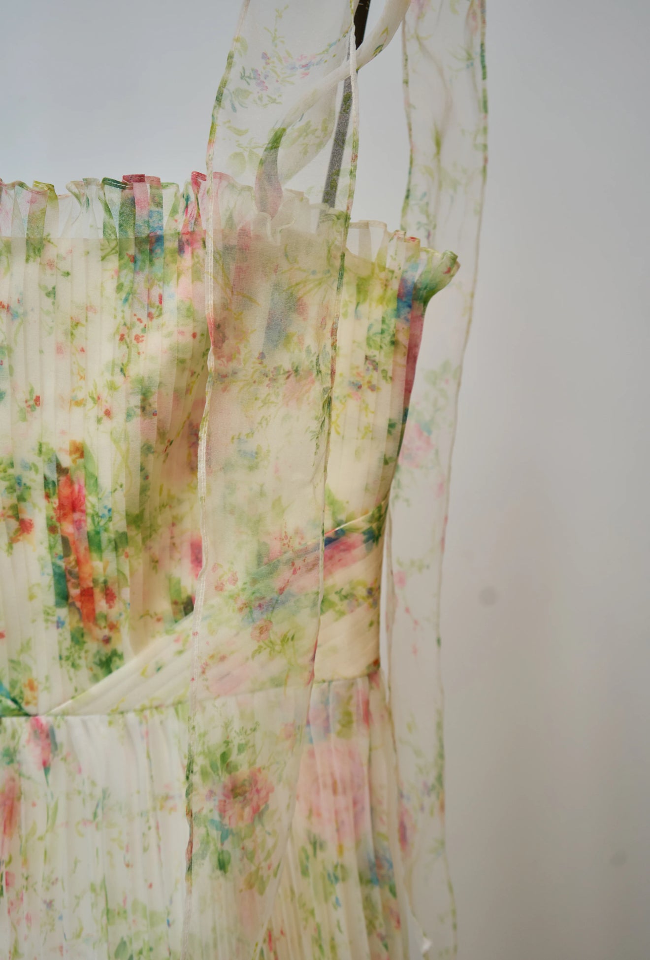 THEIA Betty Pleated Organza Dress - Petite Primrose