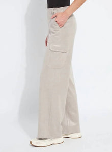Lyssé Callie Patent Foil Vegan Suede Cargo Pant - Liquid Soft Taupe