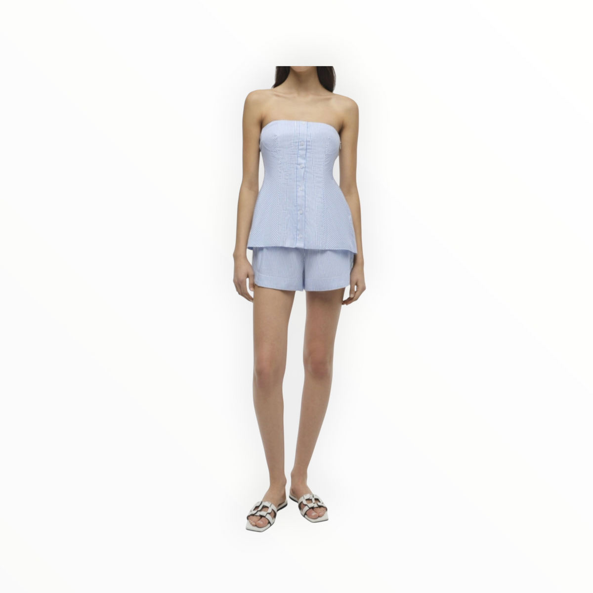SIMKHAI Vivvy Bustier Top - Blue Hydrangea Stripe