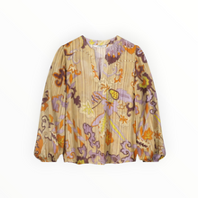 Summum Modern Flowers V Neck Top - Multicolor