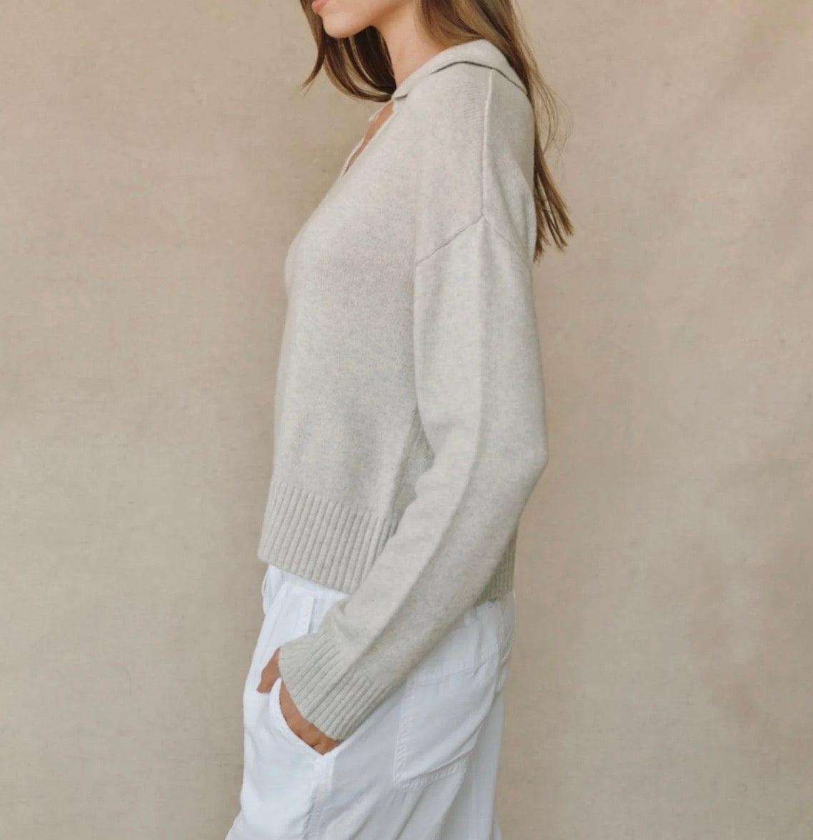 Bella Dahl Pullover Sweater With Collar - Heather Moon