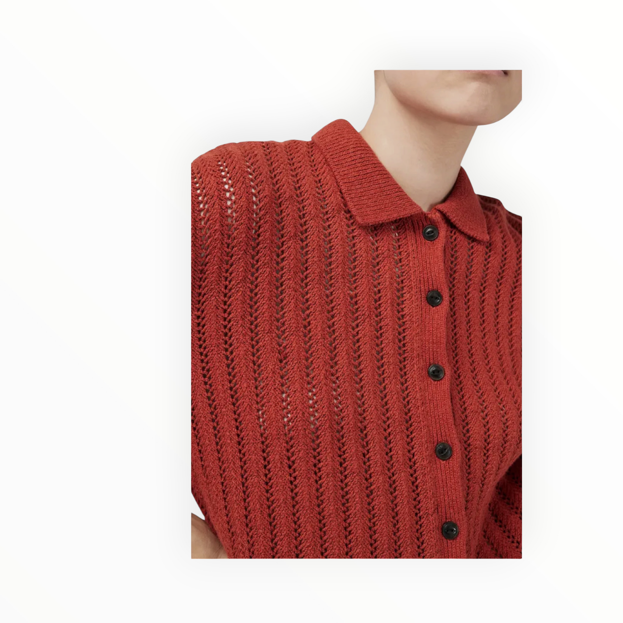 rag & bone Adrienne Open Stitch Cotton Blend Cardigan - Paprika
