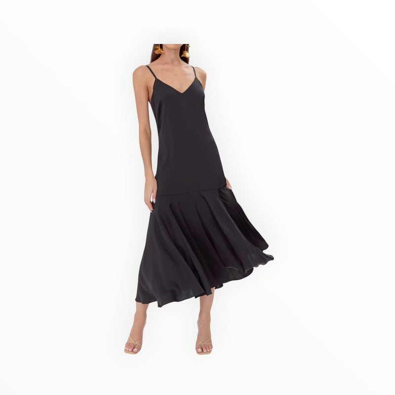 Adelyn Rae Rhegan V-Neck Slip Dress With Flared Hem - Black