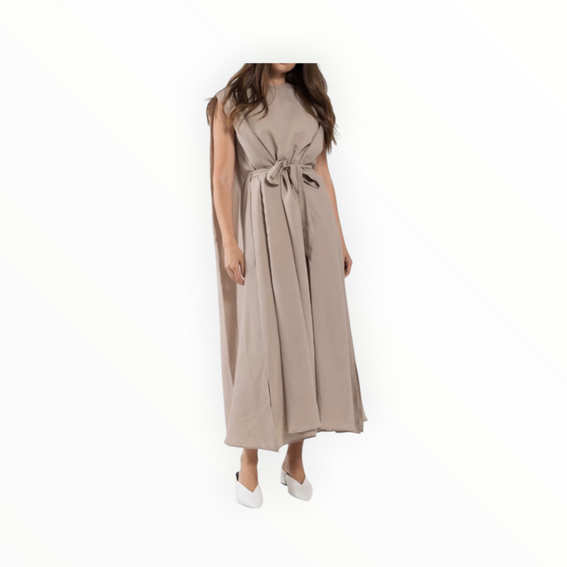 Latitude Half Belted Dress - Tan