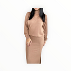 Stateside Rachel Chunky Rib Side Slit Skirt - Toffee