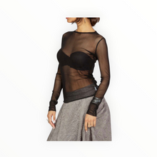 Brazeau Tricot Tulle Long Sleeve Tee - Coal Black