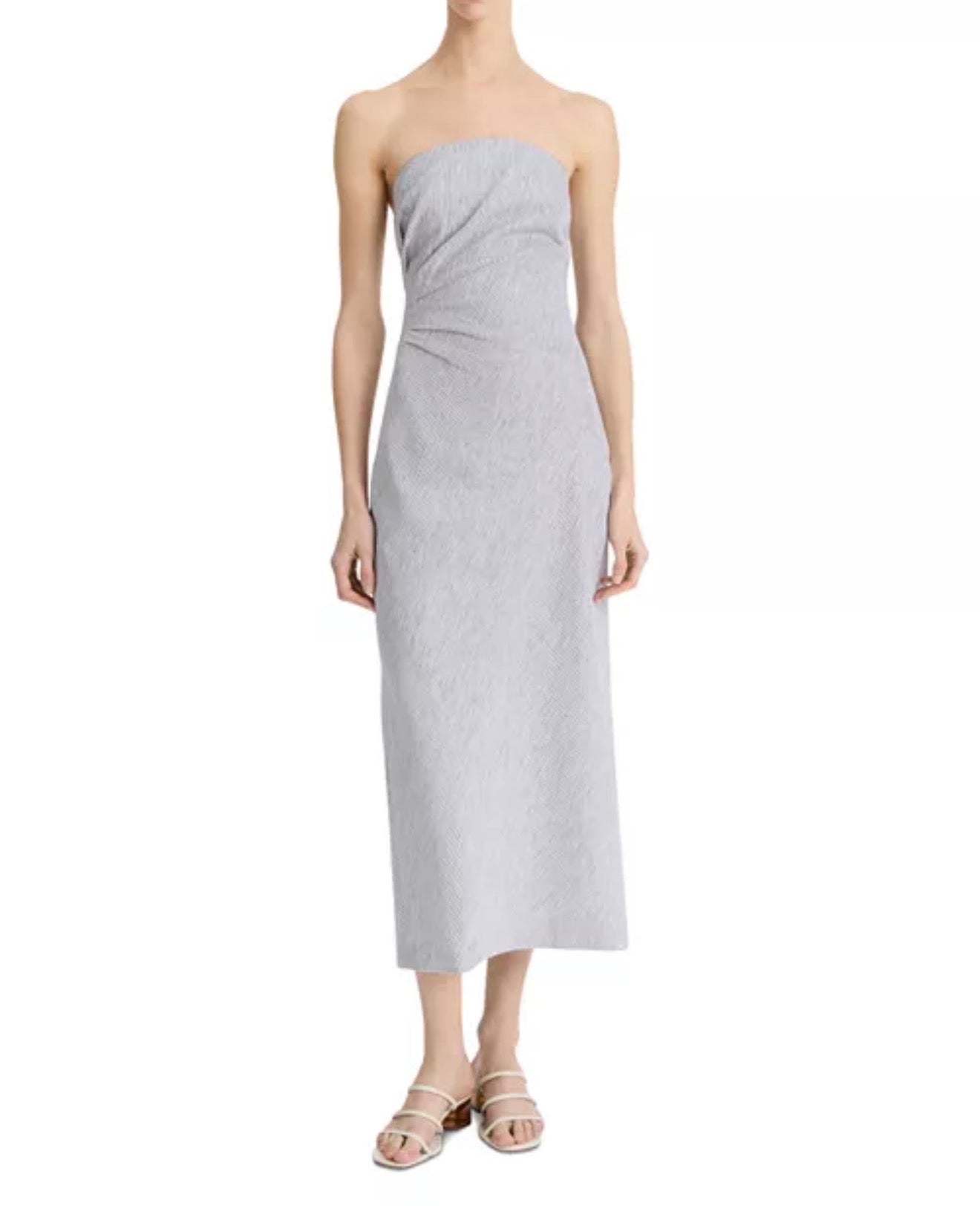 Vince Ticking Striped Draped Dress - Iris